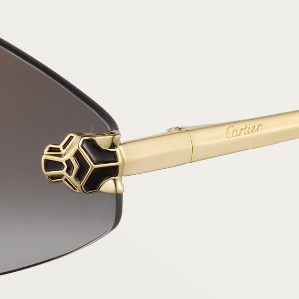 Gafas de sol Panthère de Cartier Metal acabado dorado liso, lentes degradadas grises
