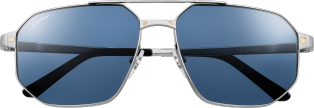 Gafas de sol Santos de Cartier Metal acabado platino liso y cepillado, lentes azules
