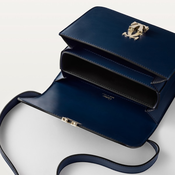 Mini shoulder bag, C de Cartier Midnight blue calfskin, golden finish