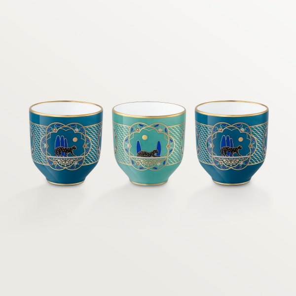 Set of three Panthère de Cartier cups Porcelain