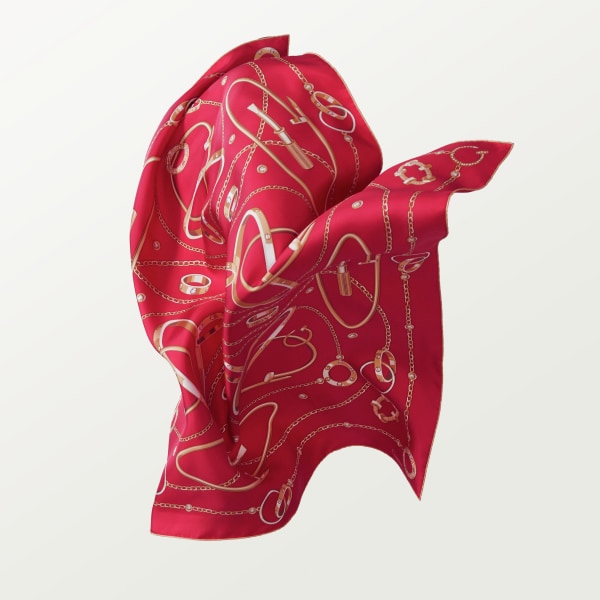 Precious Mundanity 90 scarf Red silk twill