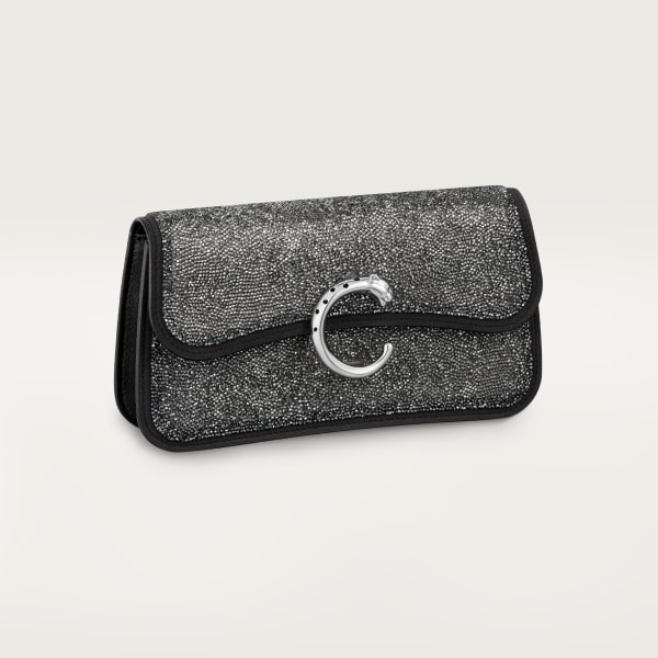 Panthère de Cartier bag, chain bag Silver glass beads, fabric, palladium finish and black enamel