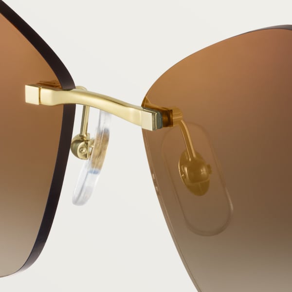 Gafas de sol Panthère de Cartier Metal acabado dorado liso, lentes degradadas marrones